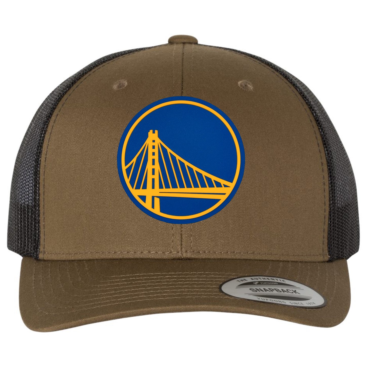 Golden State Warriors 3D YP Snapback Trucker Hat- Coyote Brown/ Black - Ten Gallon Hat Co.