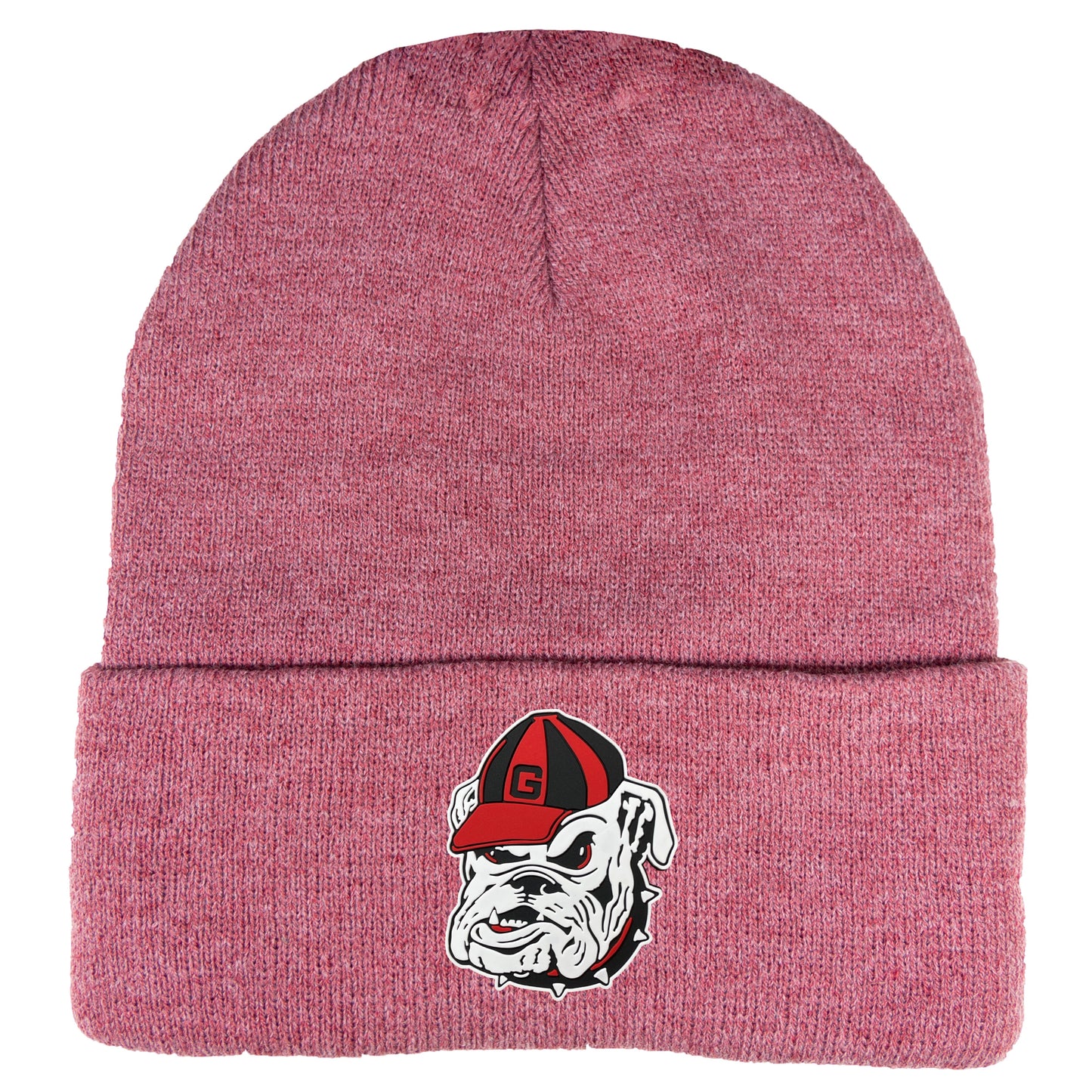 Georgia Bulldogs Vintage 3D Logo 12 in Knit Beanie- Heather Cardinal - Ten Gallon Hat Co.