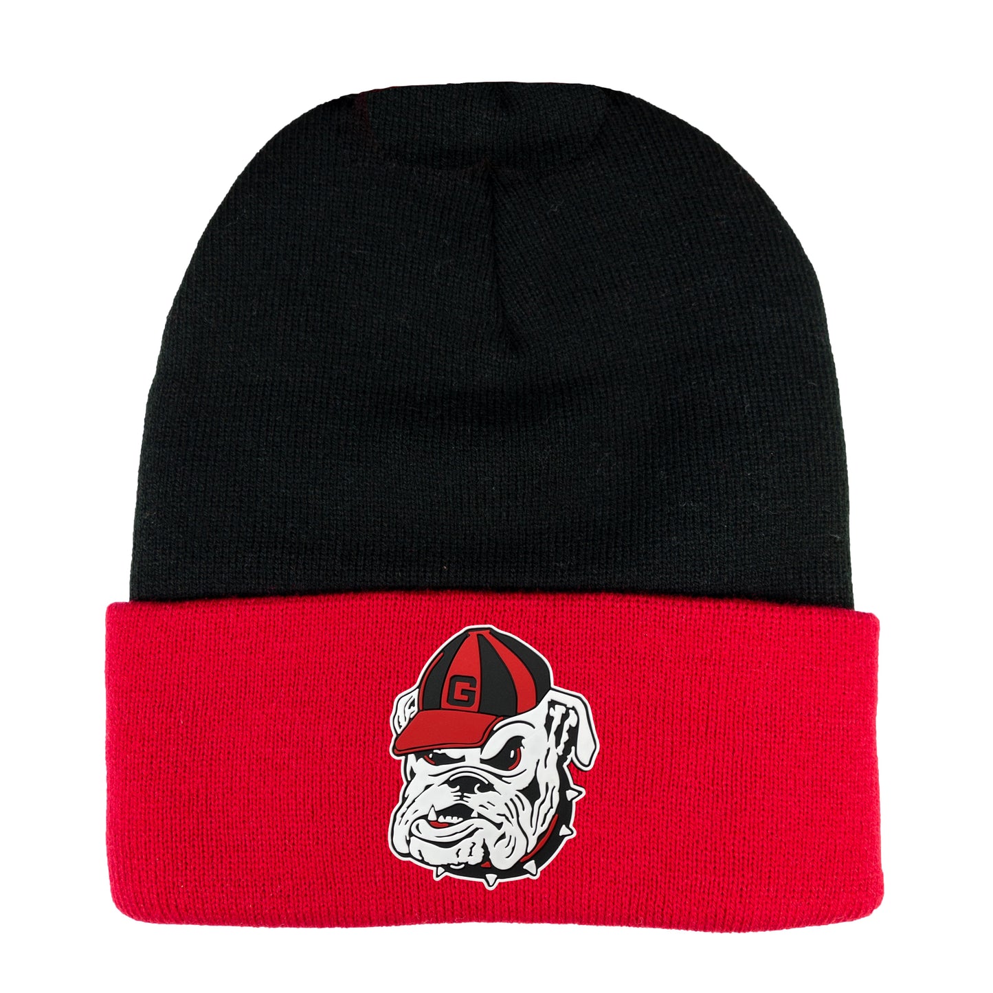 Georgia Bulldogs Vintage 3D Logo 12 in Knit Beanie- Black/ Red - Ten Gallon Hat Co.