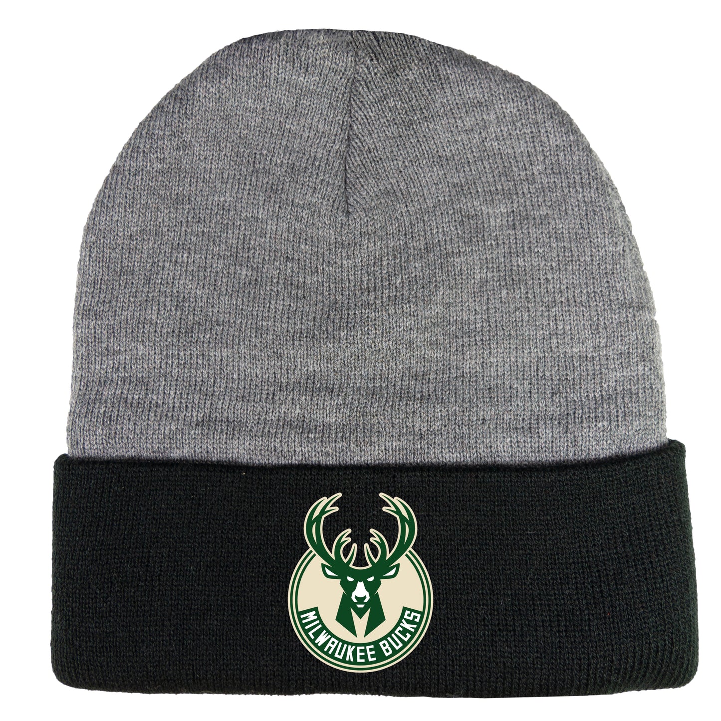 Milwaukee Bucks 3D 12 in Knit Beanie- Dark Heather Grey/ Black - Ten Gallon Hat Co.