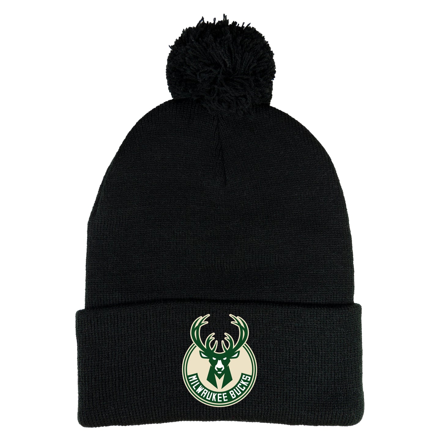 Milwaukee Bucks 3D 12 in Knit Pom-Pom Top Beanie- Black - Ten Gallon Hat Co.