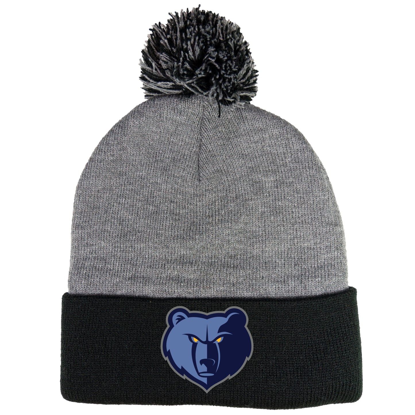 Memphis Grizzlies 3D 12 in Knit Pom-Pom Top Beanie- Dark Heather Grey/ Black - Ten Gallon Hat Co.