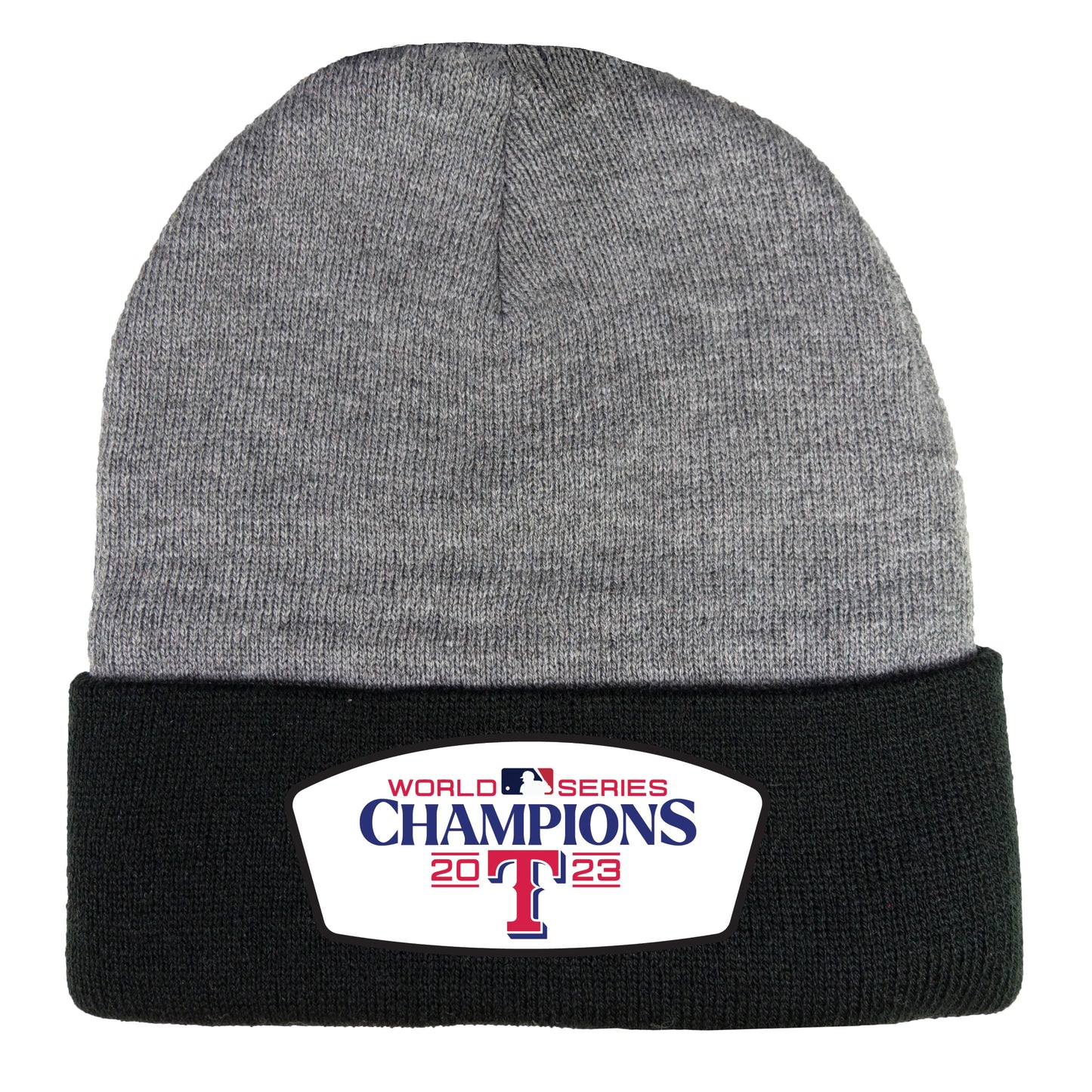 Texas Rangers 2023 World Series Champions 3D 12 in Knit Beanie- Dark Heather Grey/ Black - Ten Gallon Hat Co.