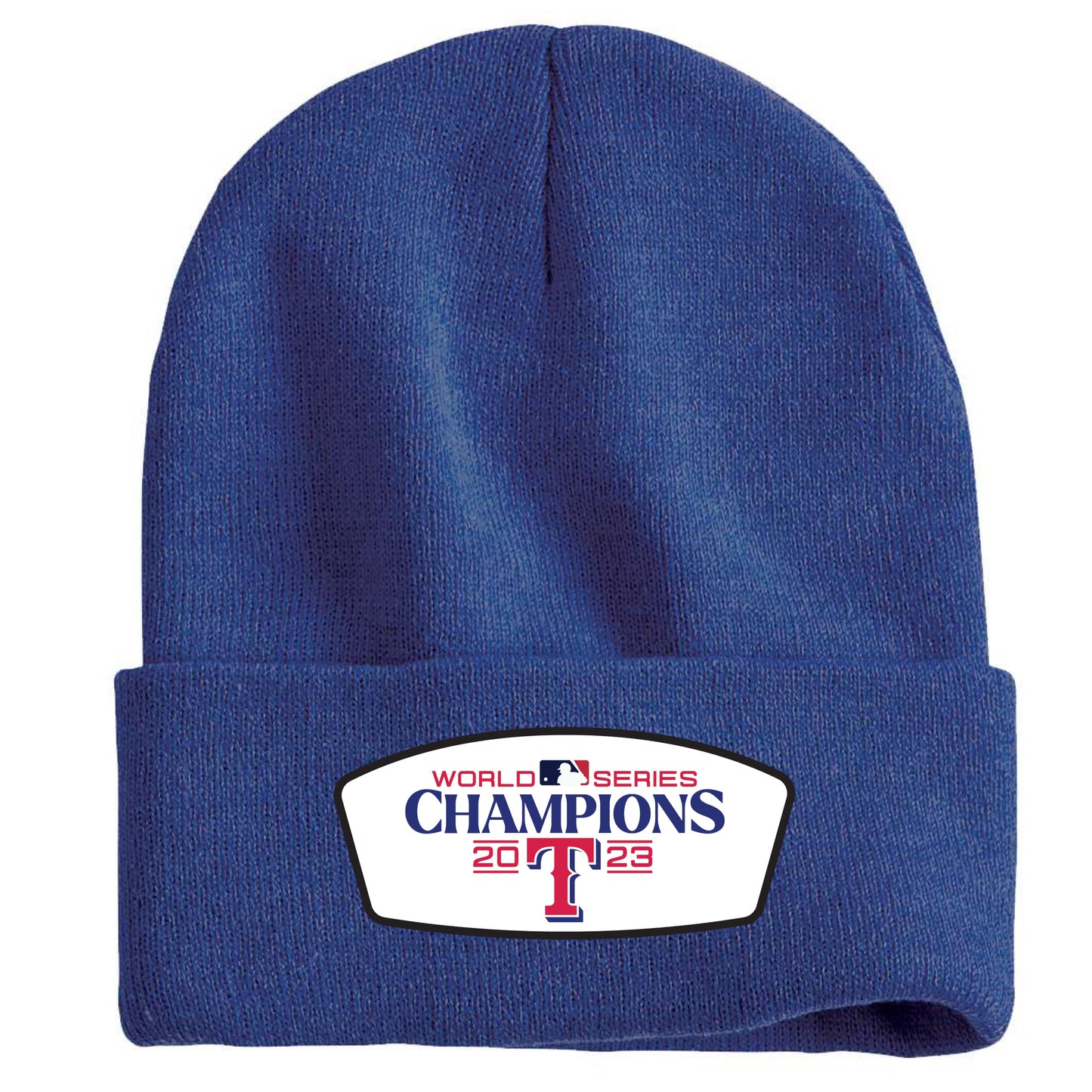 Texas Rangers 2023 World Series Champions 3D 12 in Knit Beanie- Heather Dark Royal - Ten Gallon Hat Co.
