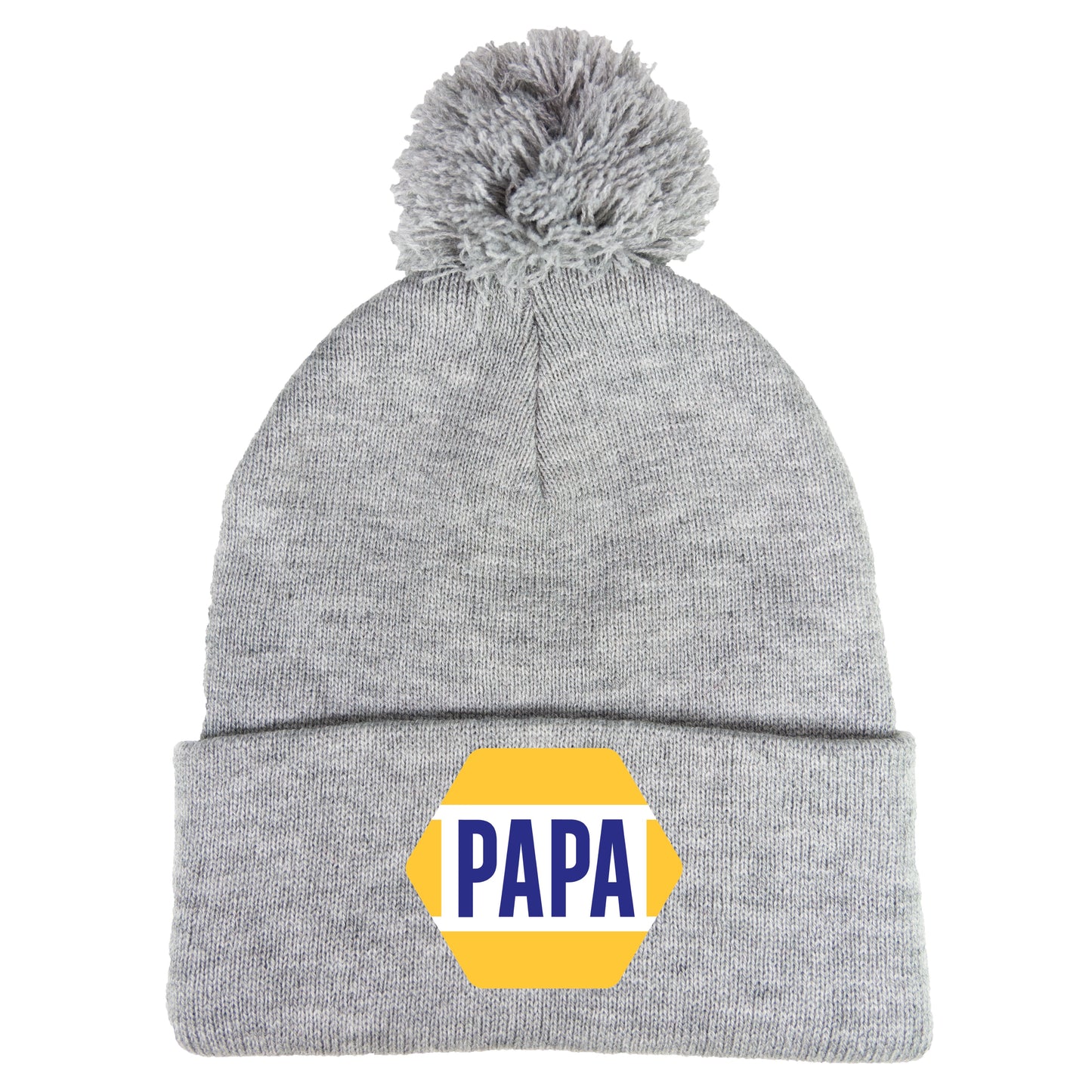 PAPA Know How 3D12 in Knit Pom-Pom Top Beanie- Heather Grey - Ten Gallon Hat Co.