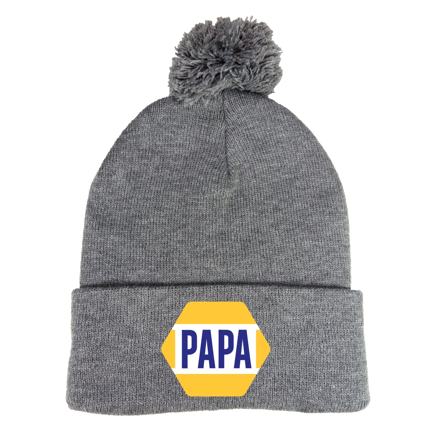 PAPA Know How 3D 12 in Knit Pom-Pom Top Beanie- Dark Heather Grey - Ten Gallon Hat Co.
