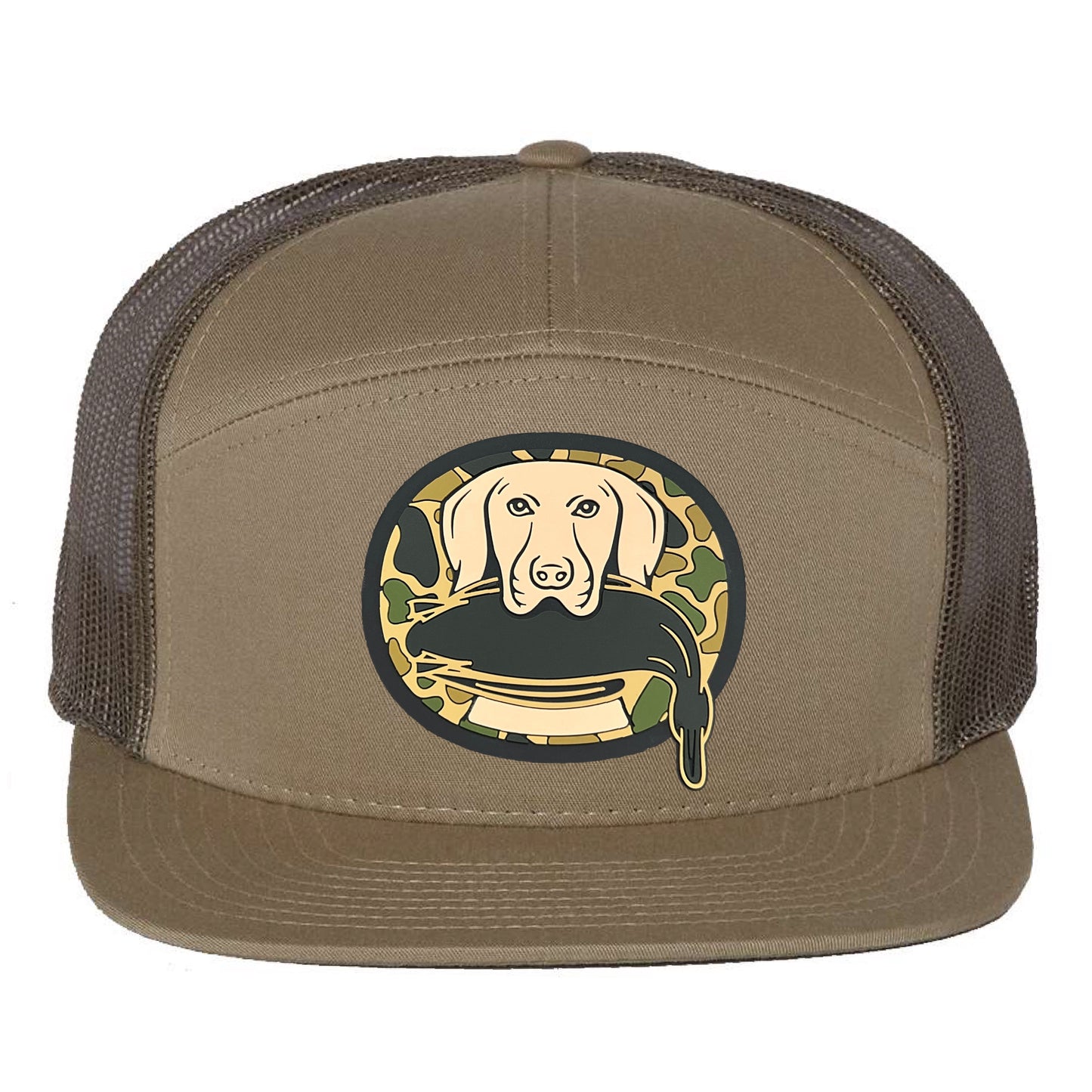Just Retrievin' - T.G.H.C Original 3D Patch Snapback Seven-Panel Trucker Hat- Khaki/ Loden Green - Ten Gallon Hat Co.