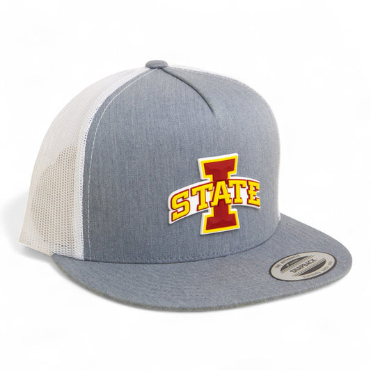 Iowa State Cyclones 3D YP Snapback Flat Bill Trucker Hat- Heather Grey/ White