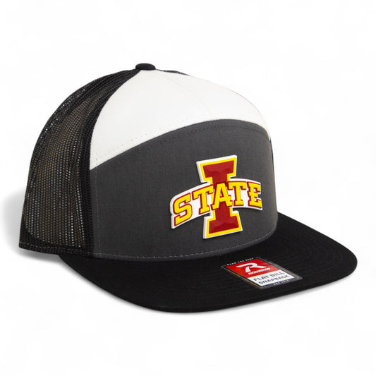 Iowa State Cyclones 3D Snapback Seven-Panel Flat Bill Trucker Hat- Charcoal/ White/ Black
