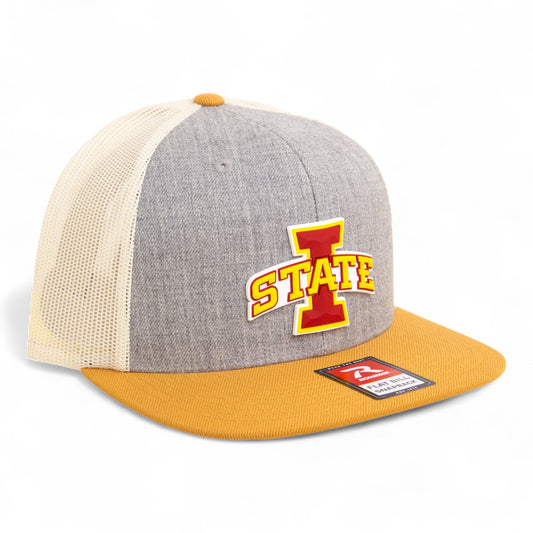 Iowa State Cyclones 3D Wool Blend Flat Bill Hat- Heather Grey/ Birch/ Biscuit