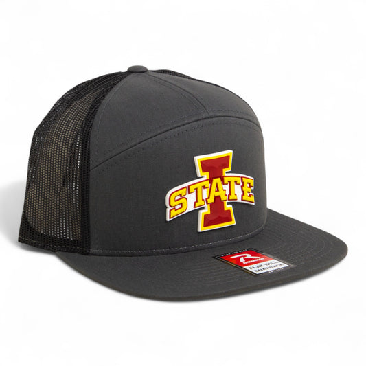 Iowa State Cyclones 3D Snapback Seven-Panel Flat Bill Trucker Hat- Charcoal/ Black