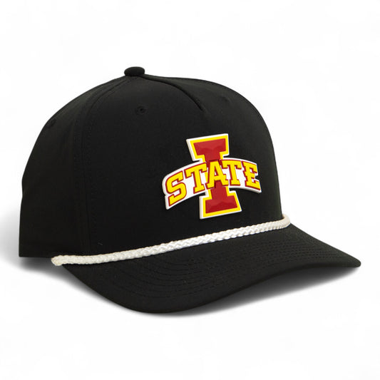 Iowa State Cyclones 3D Five Panel Classic Rope Hat- Black/ White