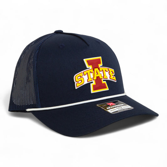 Iowa State Cyclones 3D Snapback Trucker Rope Hat- Navy/ White