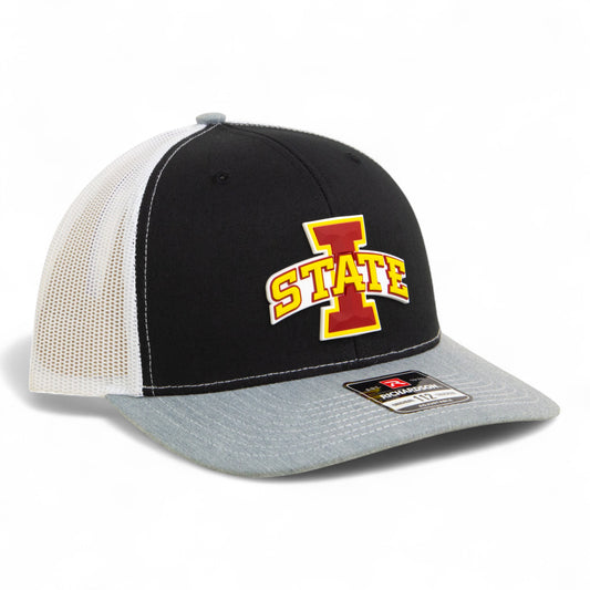 Iowa State Cyclones 3D Snapback Trucker Hat- Black/ White/ Heather Grey