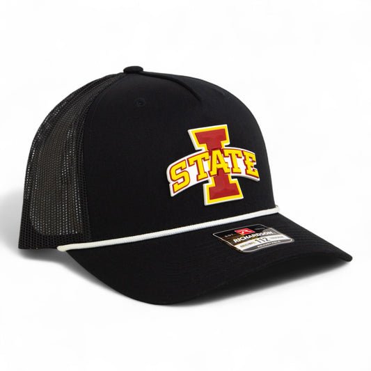 Iowa State Cyclones 3D Snapback Trucker Rope Hat- Black/ White