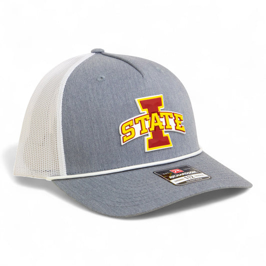 Iowa State Cyclones 3D Snapback Trucker Rope Hat- Heather Grey/ White