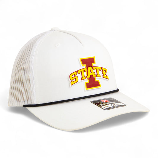 Iowa State Cyclones 3D Snapback Trucker Rope Hat- White/ Black