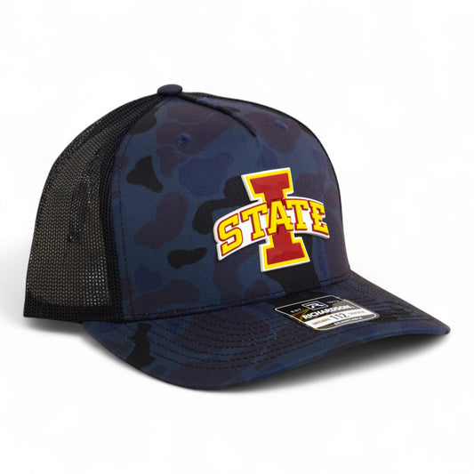 Iowa State Cyclones 3D Snapback Trucker Hat- Admiral Duck Camo/ Black