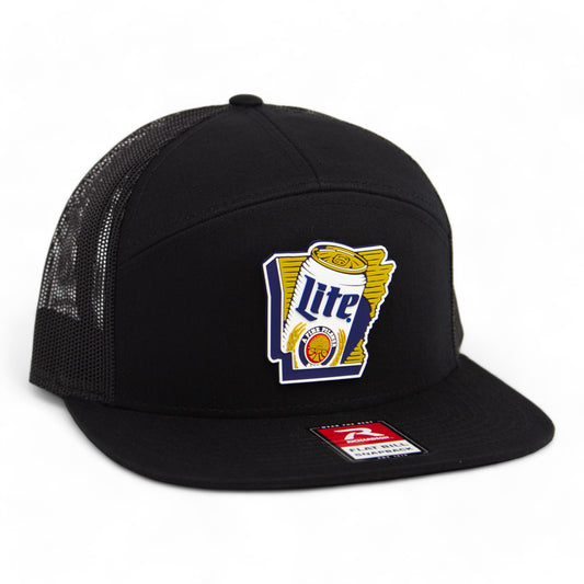 It's Miller Time Arkansas 3D Snapback Seven-Panel Flat Bill Trucker Hat- Black