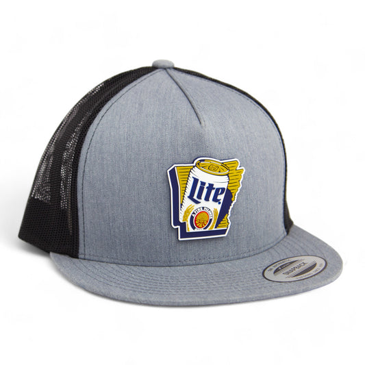 It's Miller Time Arkansas 3D YP Snapback Flat Bill Trucker Hat- Heather Grey/ Black