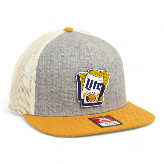 It's Miller Time Arkansas 3D Wool Blend Flat Bill Hat- Heather Grey/ Birch/ Biscuit