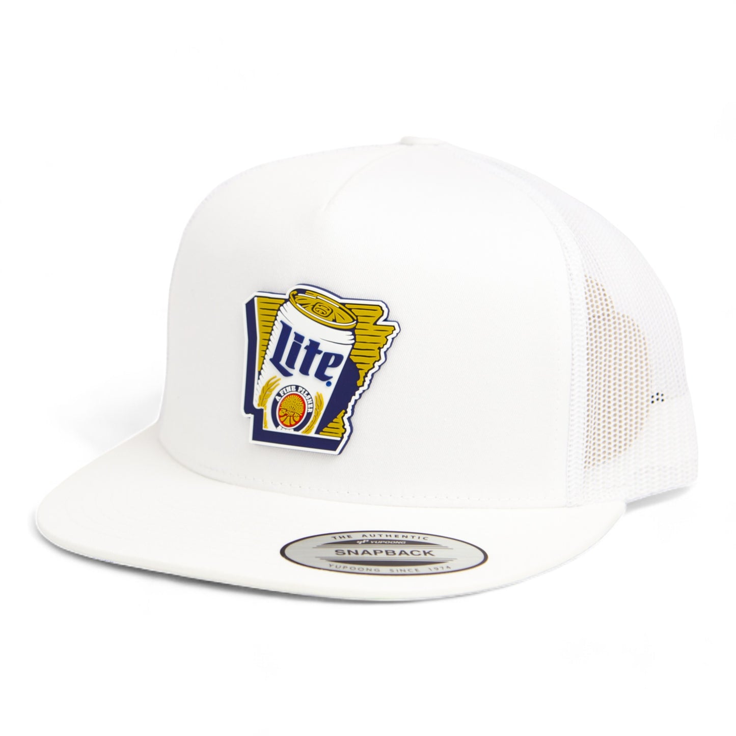 It's Miller Time Arkansas 3D YP Snapback Flat Bill Trucker Hat- White