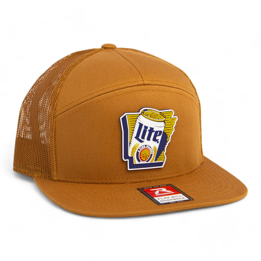 It's Miller Time Arkansas 3D Snapback Seven-Panel Flat Bill Trucker Hat- Caramel