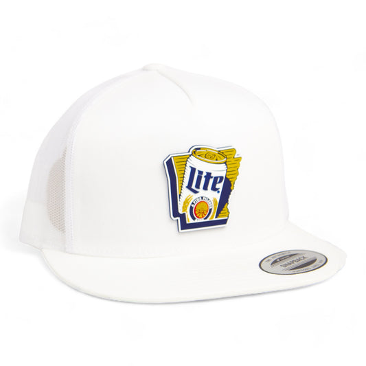 It's Miller Time Arkansas 3D YP Snapback Flat Bill Trucker Hat- White