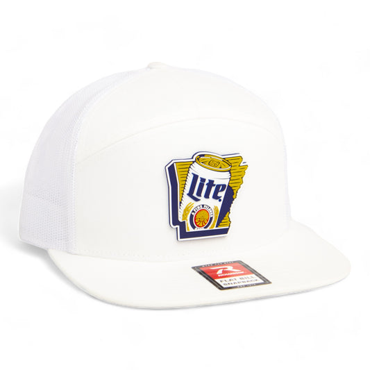 It's Miller Time Arkansas 3D Snapback Seven-Panel Flat Bill Trucker Hat- White