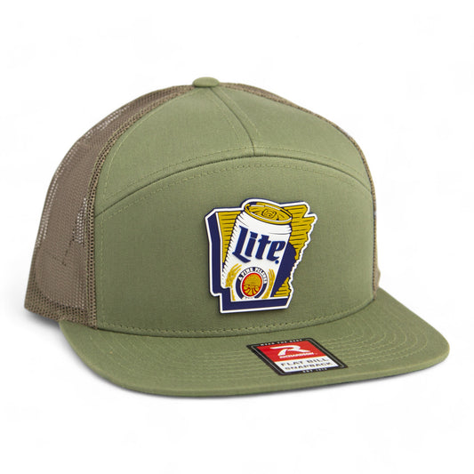 It's Miller Time Arkansas 3D Snapback Seven-Panel Flat Bill Trucker Hat- Loden Green