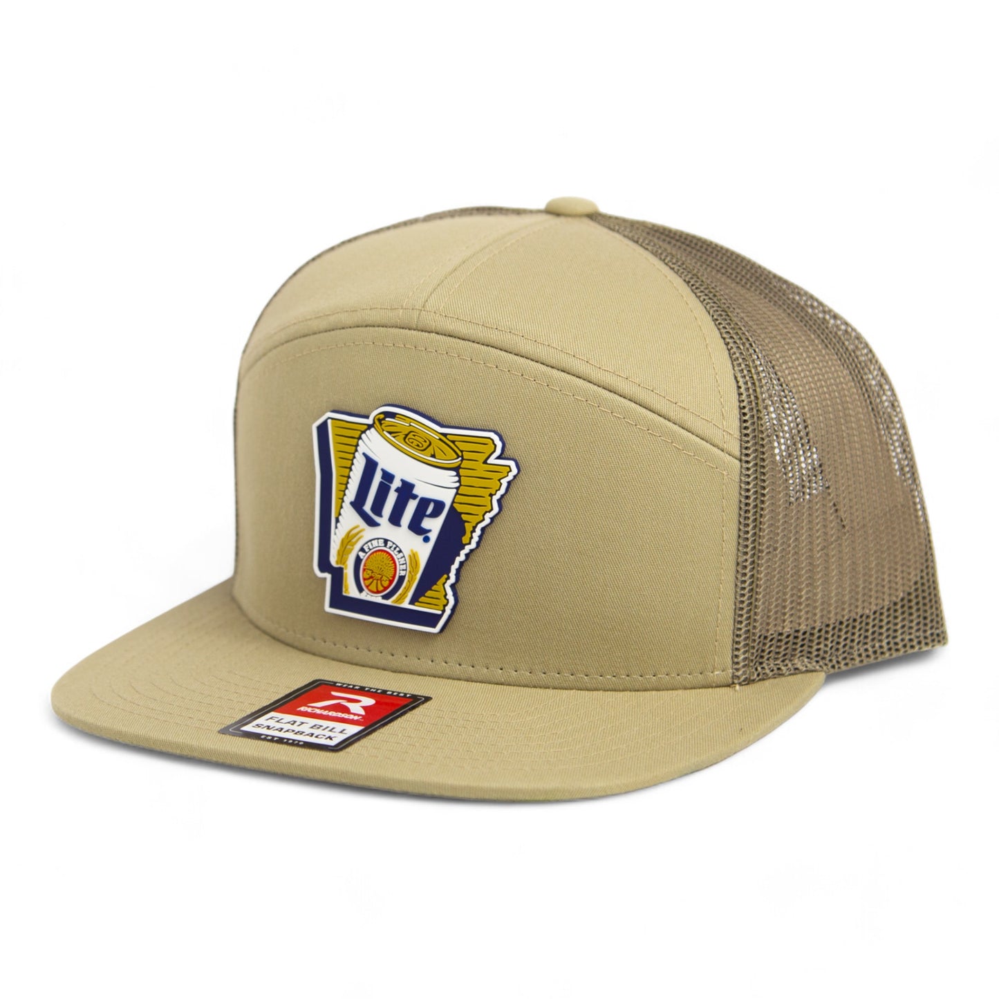 It's Miller Time Arkansas 3D Snapback Seven-Panel Flat Bill Trucker Hat- Pale Loden