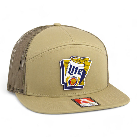 It's Miller Time Arkansas 3D Snapback Seven-Panel Flat Bill Trucker Hat- Pale Loden