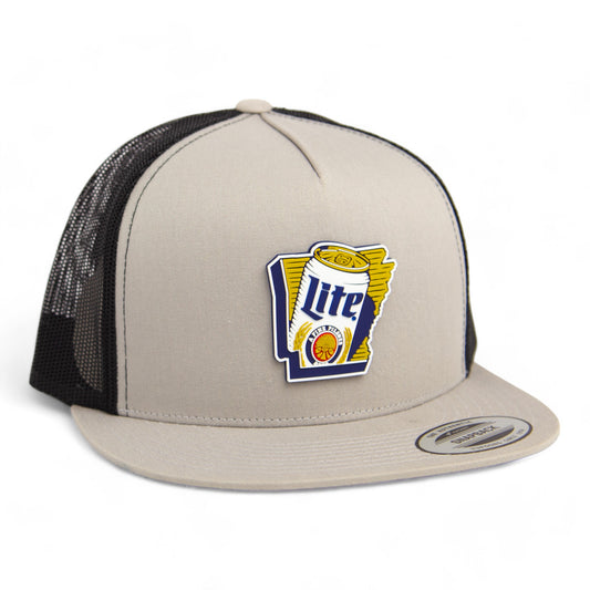 It's Miller Time Arkansas 3D YP Snapback Flat Bill Trucker Hat- Silver/ Black