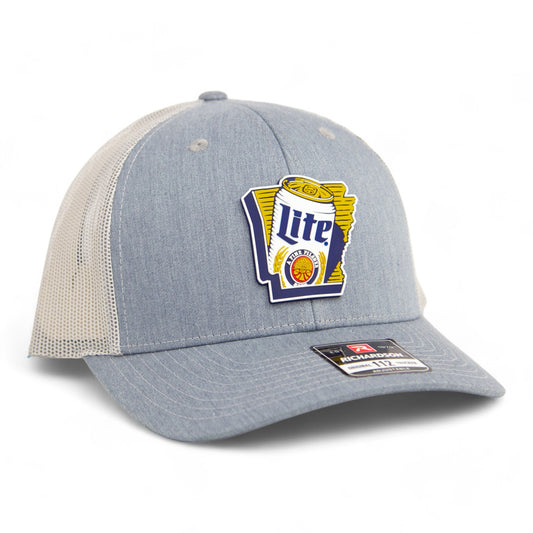 It's Miller Time Arkansas 3D Snapback Trucker Hat- Heather Grey/ Light Grey