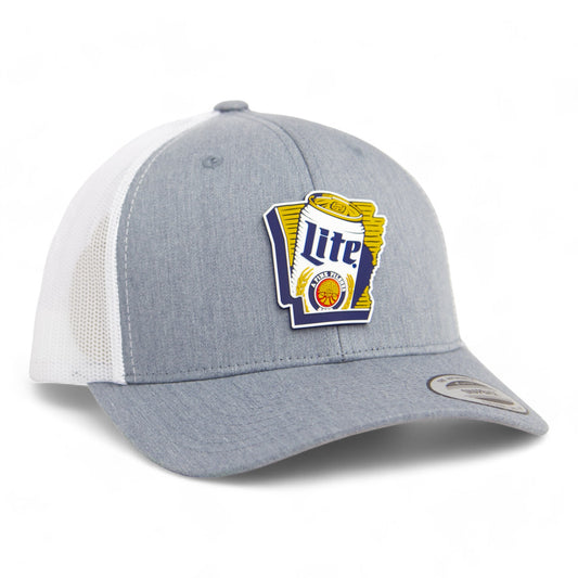 It's Miller Time Arkansas 3D YP Snapback Trucker Hat- Heather Grey/ White