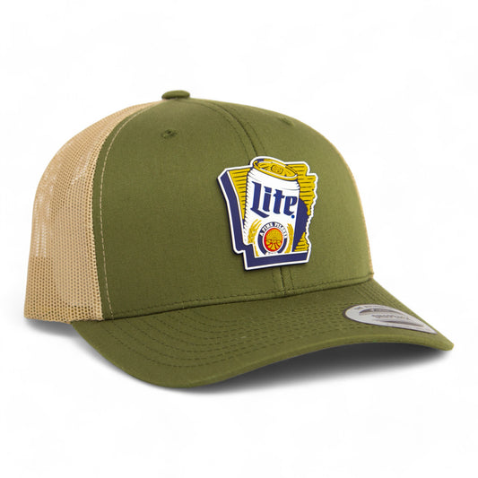 It's Miller Time Arkansas 3D YP Snapback Trucker Hat- Moss/ Tan