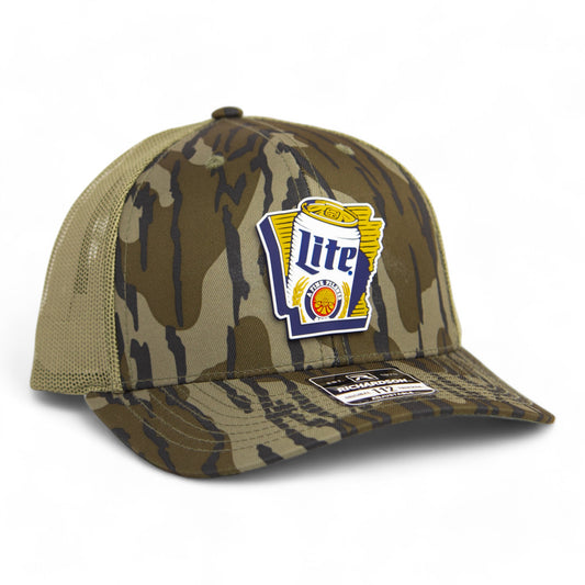 It's Miller Time Arkansas 3D Snapback Trucker Hat- Mossy Oak Bottomland/ Loden