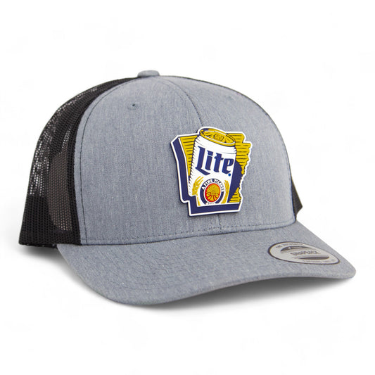 It's Miller Time Arkansas 3D YP Snapback Trucker Hat- Heather Grey/ Black