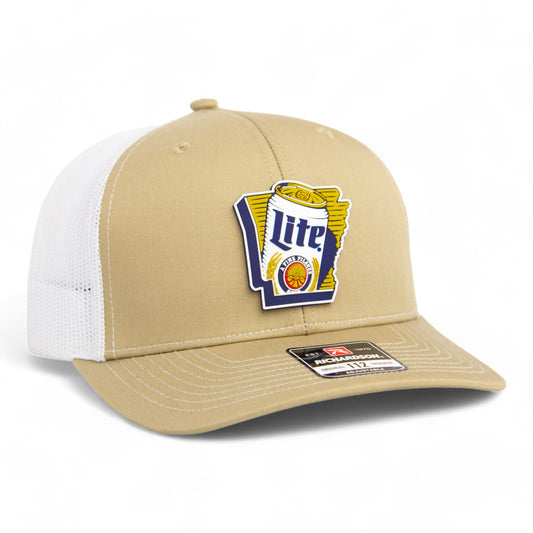 It's Miller Time Arkansas 3D Snapback Trucker Hat- Tan/ White