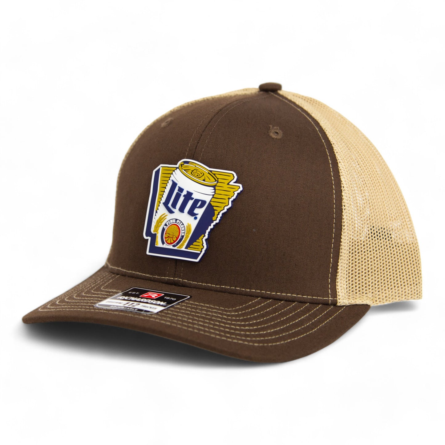 It's Miller Time Arkansas 3D Snapback Trucker Hat- Brown/ Tan