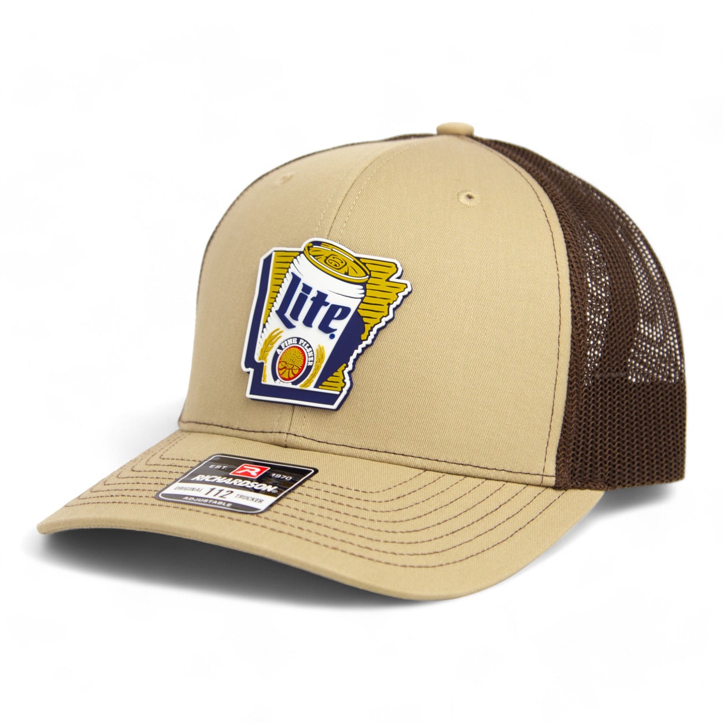 It's Miller Time Arkansas 3D Snapback Trucker Hat- Khaki/ Coffee