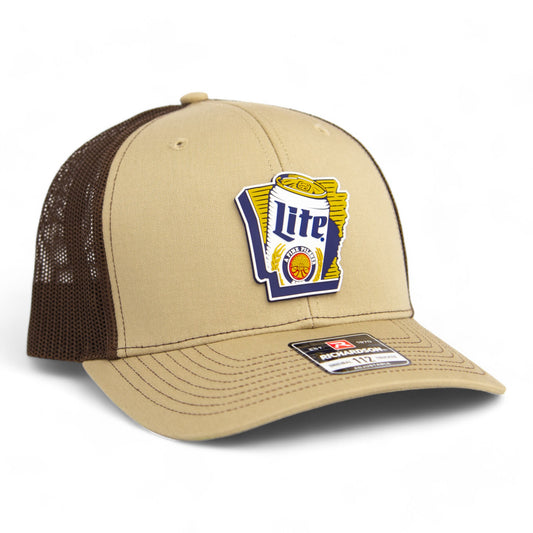 It's Miller Time Arkansas 3D Snapback Trucker Hat- Khaki/ Coffee