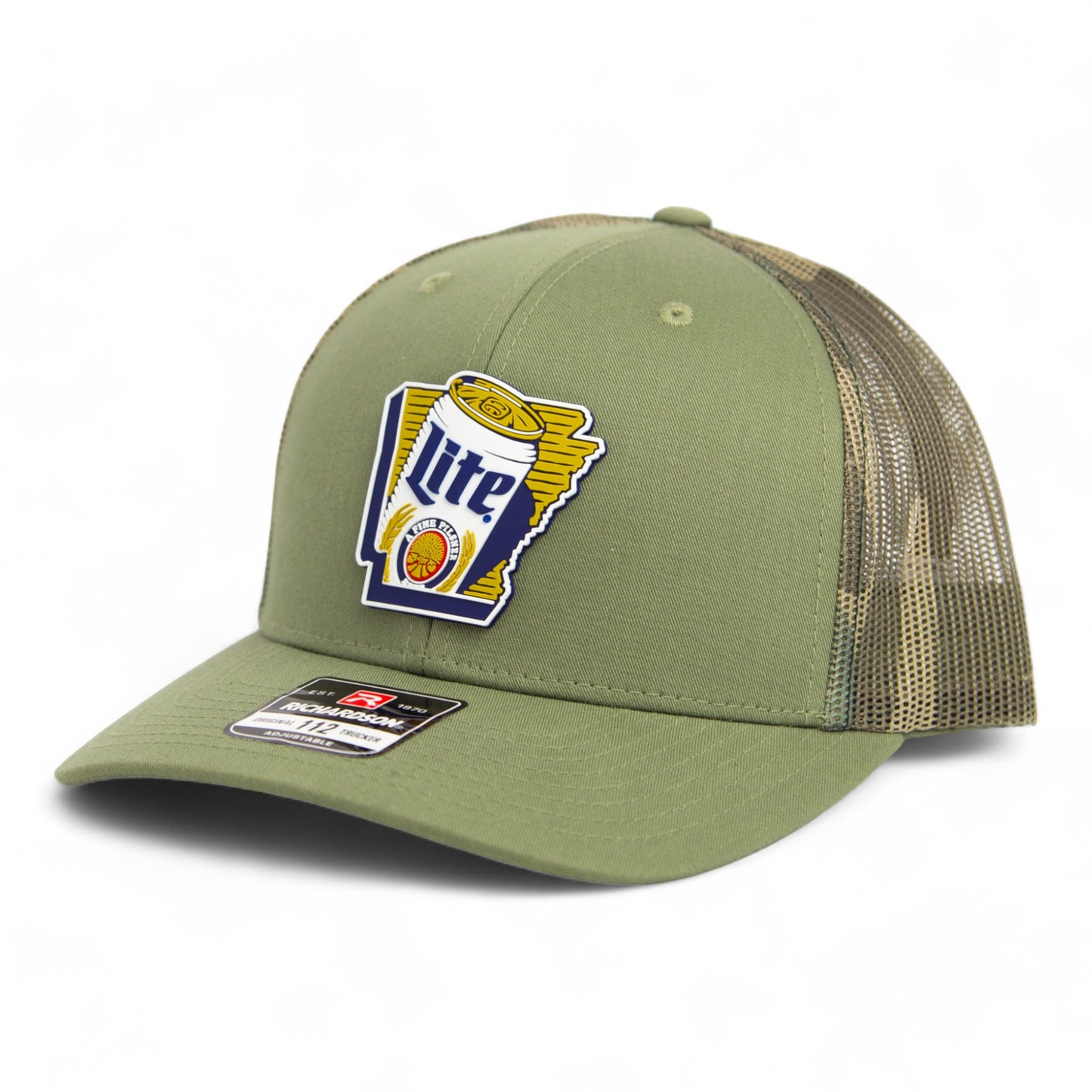 It's Miller Time Arkansas 3D Snapback Trucker Hat- Loden/ Green Camo