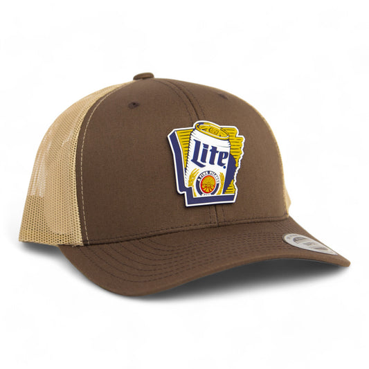 It's Miller Time Arkansas 3D YP Snapback Trucker Hat- Brown/ Tan