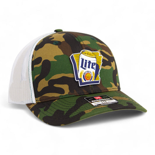 It's Miller Time Arkansas 3D Snapback Trucker Hat- Army Camo/ White