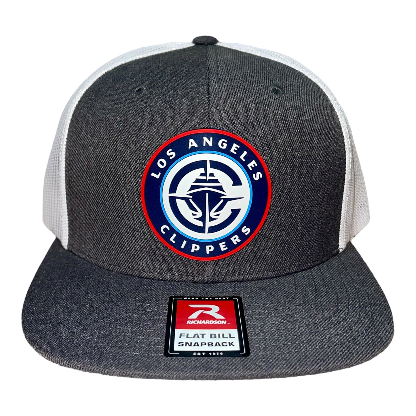 LA Clippers 3D Wool Blend Flat Bill Hat- Heather Charcoal/ White