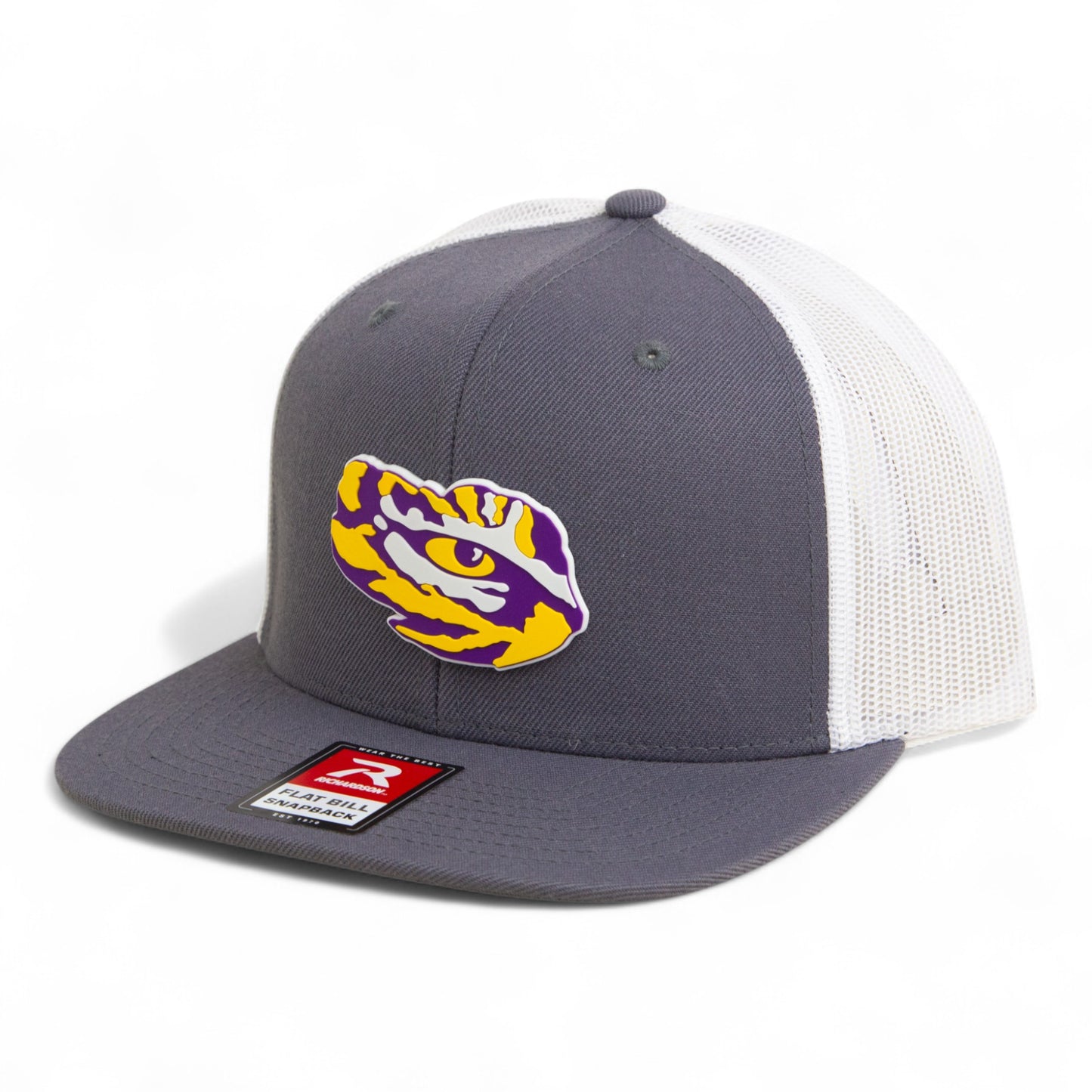 LSU Tiger Eye 3D Wool Blend Flat Bill Hat- Charcoal/ White