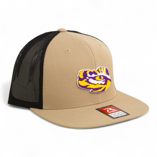 LSU Tiger Eye 3D Wool Blend Flat Bill Hat- Tan/ Black