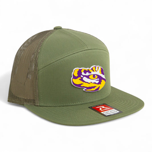 LSU Tiger Eye 3D Snapback Seven-Panel Flat Bill Trucker Hat- Loden Green