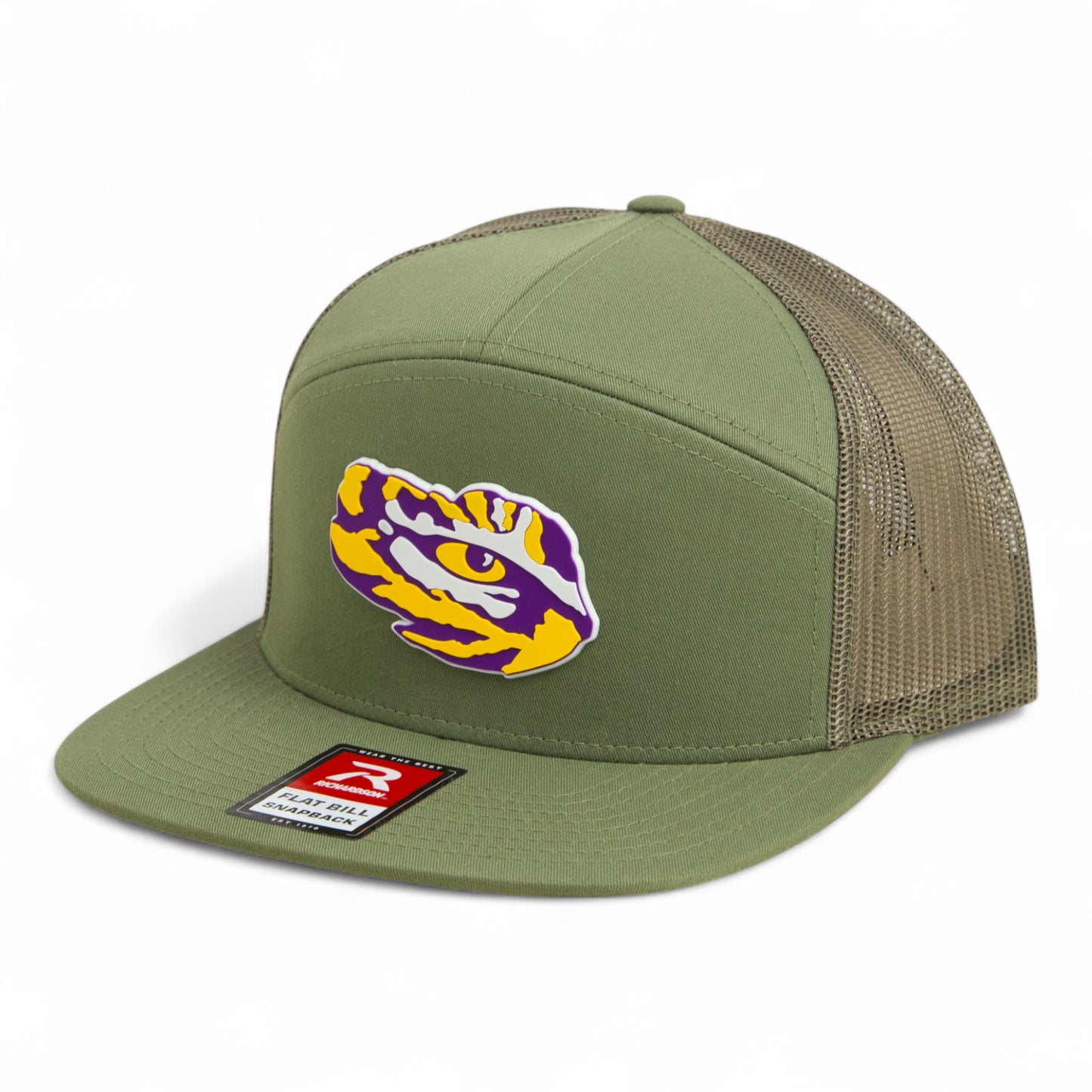 LSU Tiger Eye 3D Snapback Seven-Panel Flat Bill Trucker Hat- Loden Green